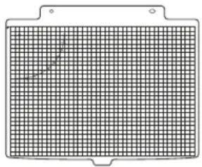 Grid-patterned object with a curved line in the center (no text or symbols)