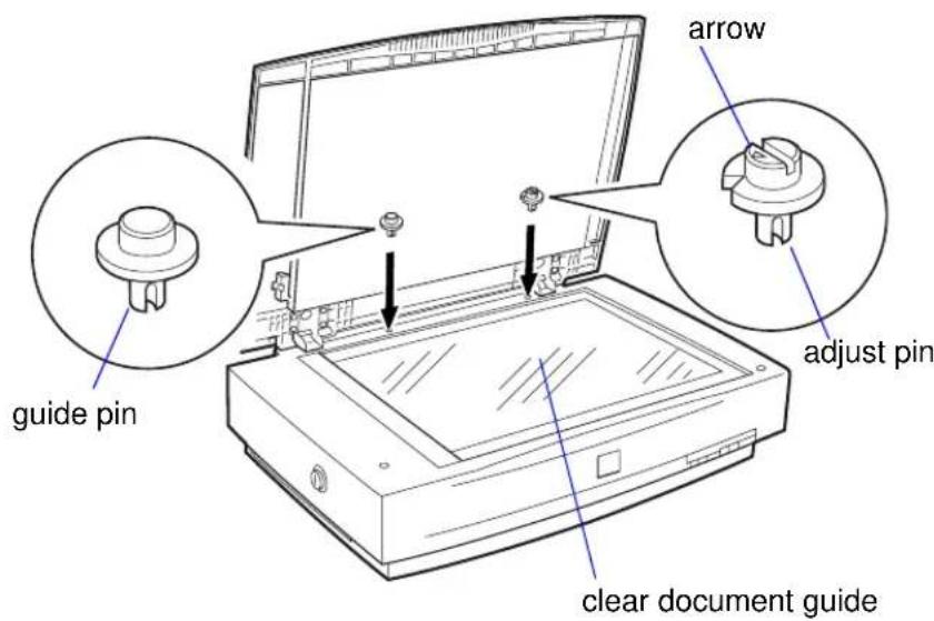 guide pin arrow adjust pin clear document guide