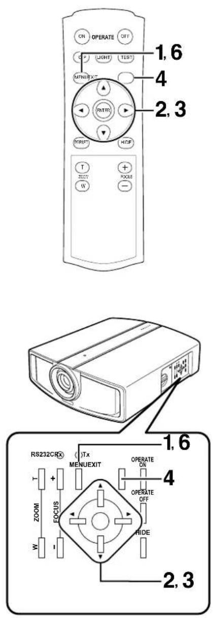 ON OPERATE OFF OFF LIGHT (TEST) MENUEXIT RESET RESET HIDE T ZOOY + W FOCUS - 1, 6 4 2, 3 RS232CRX ()Tx MENUEXIT OPERATE ON OPERATE OFF HIDE 1, 6 4 ZOOM FOCUS W - - 2, 3