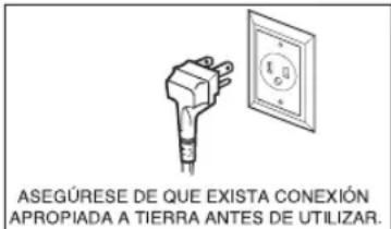 ASEGÚRESE DE QUE EXISTA CONEXIÓN APROPIADA A TIERRA ANTES DE UTILIZAR.