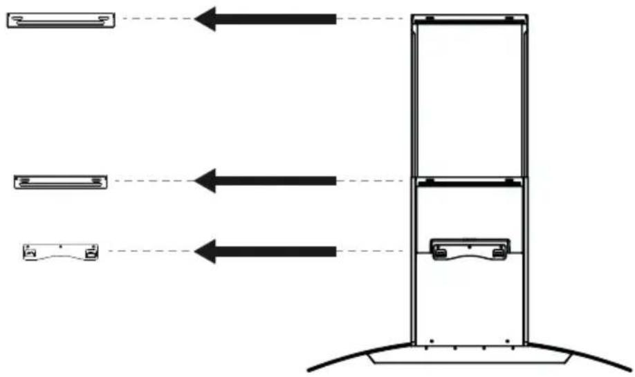 Diagram of a vertical storage unit with three horizontal arrows indicating flow or movement, no text or symbols present.