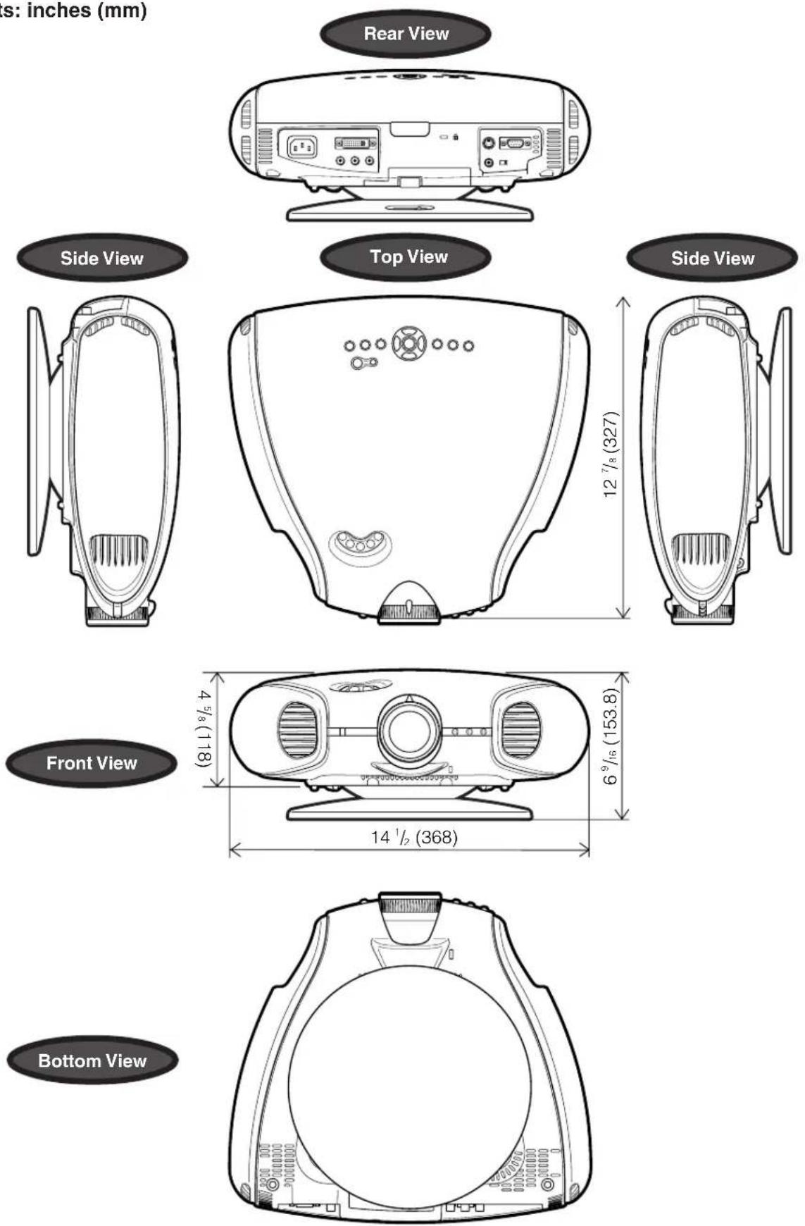 SHARP XV-Z200U - Dimensions - 1