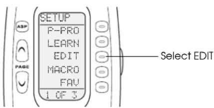 ASP PAGE SETUP P-PRO LEARN EDIT MACRO FAV 1 OF 3 Select EDIT