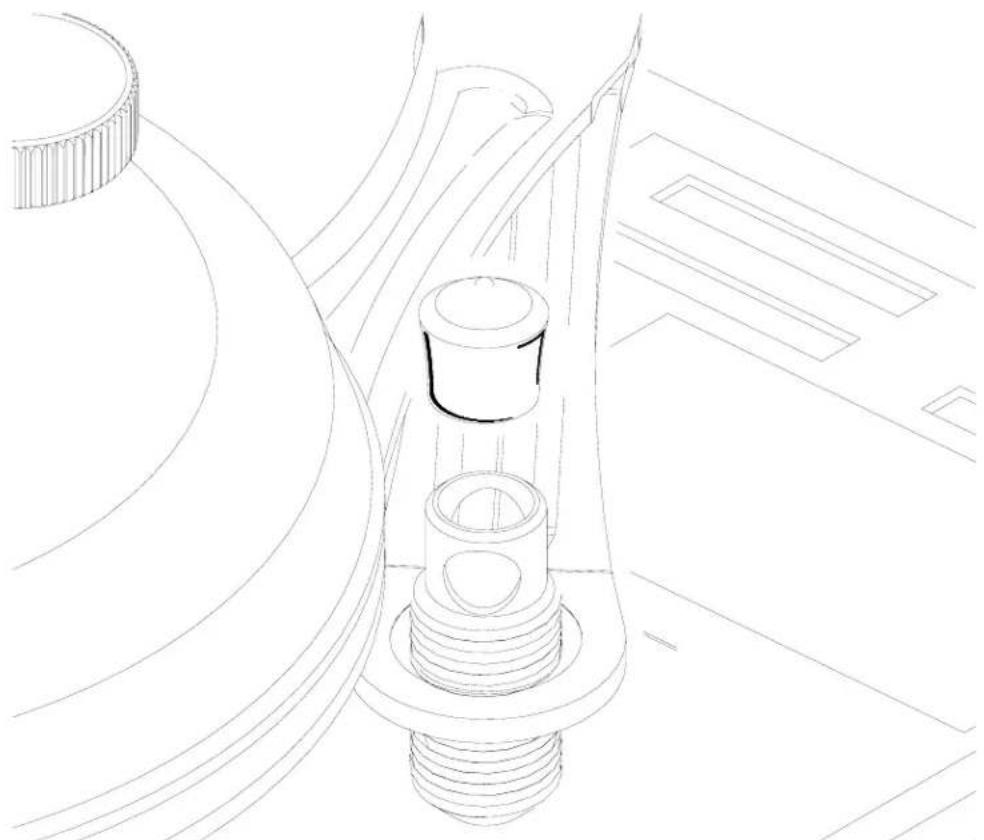 Technical line drawing of a mechanical component with threaded base and flange (no text or symbols)