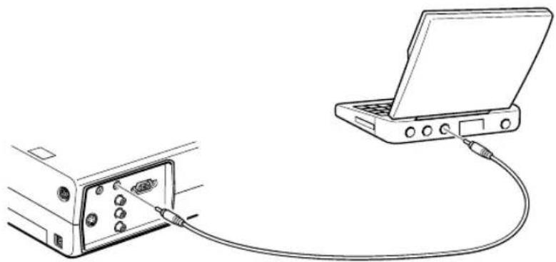 Line drawing of a laptop connected to an external device via cable (no text or symbols)