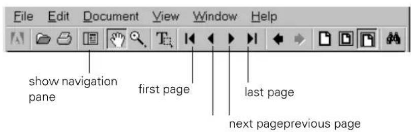 File Edit Document View Window Help show navigation pane first page last page next pageprevious page