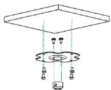 Pure diagram of a ceiling structure with internal components and vertical lines, no text or symbols present.