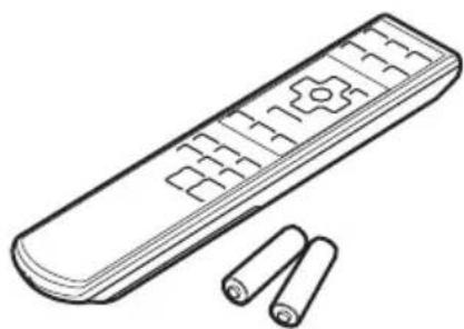 Line drawing of a remote control with two cylindrical batteries (no text or symbols)