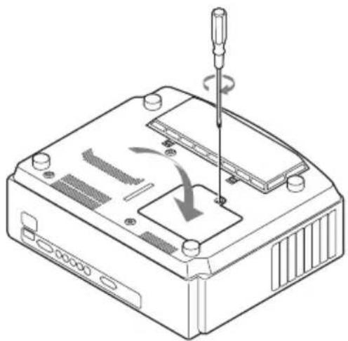 Diagram of a computer monitor with screwdriver and scroll wheel (no text or symbols)