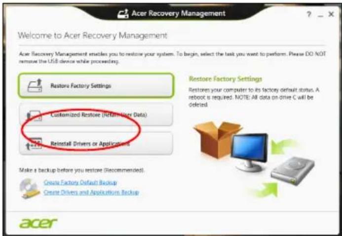 ACER TravelMate P255-MG - Reinstalar controladores e aplicações - 1