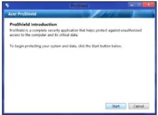 ACER TravelMate P255-MG - Configurar o Acer ProShield - 1