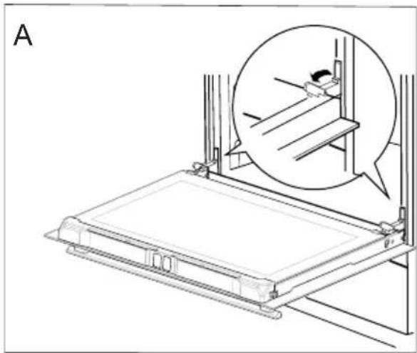 Technical line drawing of a mechanical assembly with an inset showing a close-up of a component (no text or symbols present)