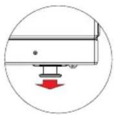 Simple diagram of a mechanical component with a red downward arrow indicating force or motion (no text or symbols)
