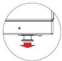 Simple diagram of a mechanical component with a red downward arrow indicating force or motion (no text or symbols)