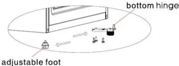 bottom hinge adjustable foot
