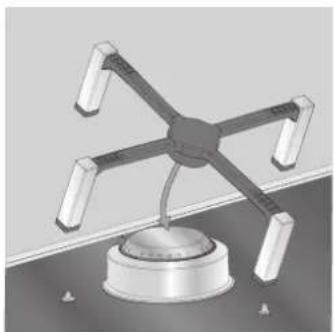 3D rendering of a four-blade drone mounted on a circular base (no text or symbols visible)