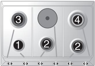 SMEG SRV864TF - Plaats van de branders op de kookplaat - 9