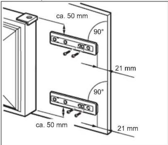 ca. 50 mm 90° 21 mm 90° ca. 50 mm 21 mm
