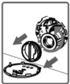 Mechanical assembly diagram showing gear and housing components with directional arrows (no text or symbols)