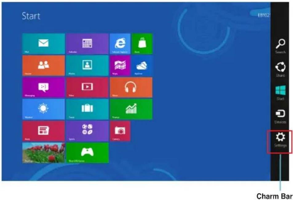 Start EB102 Search Share Start Device Settings Charm Bar