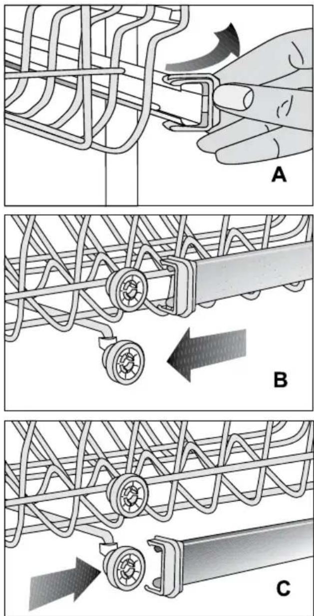 BEKO DIN 28221 - Regolazione dell'altezza del cestello superiore vuoto (a seconda del modello) - 1