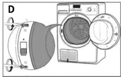 Diagram of a washing machine with lid open and internal air vent, showing mechanical components (no text or symbols)
