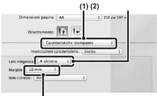 (1) (2) Dimensioni pagina: A4 210 per 297 m Orientamento: Caratteristiche stampante : Impostazioni caratteristiche: Uscita Lato rilegatura A sinistra : Margine 10 mm : Stile Libretto: No :