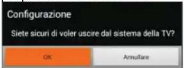 Configurazione Siete sicuri di voler uscire dal sistema della TV? OK Annullare