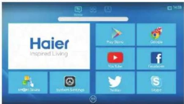 Haier Inspired Living Play Store Google YouTube Facebook Twitter Skype