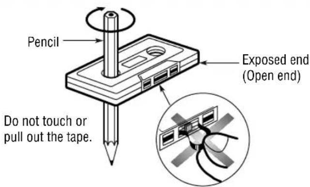 Pencil Exposed end (Open end) Do not touch or pull out the tape.