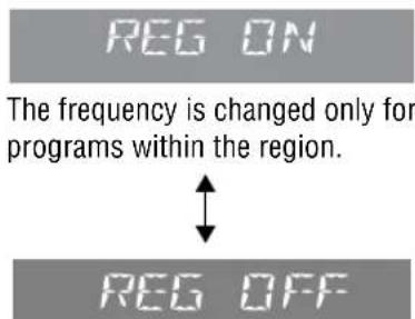 REG ON The frequency is changed only for programs within the region. REG OFF