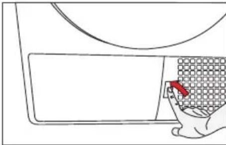 Hand holding a cleaning tool next to a window with a grid pattern (no text or symbols visible)