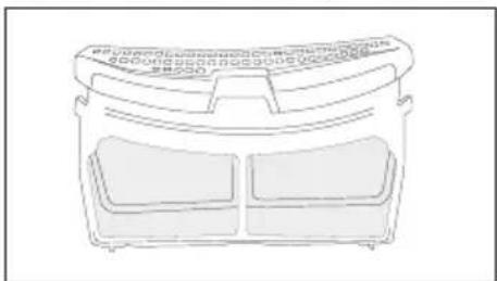 Line drawing of a two-seater container with top and bottom panels (no text or symbols)