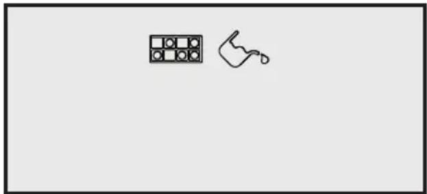 Simple line drawing of a grid with dots and a hand pointing at it (no text or symbols)