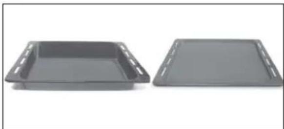 Two gray plastic tray compartments with side grout, shown from front and top views (no text or symbols)