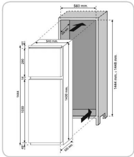 560 mm. 100 mm. 540 mm. 1444 mm. + 1448 mm. 1400 mm. 1030 290 61 49 535 mm.