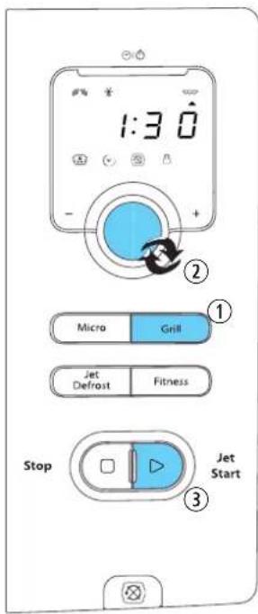 1:30 Micro Grill Jet Defrost Fitness Stop Jet Start