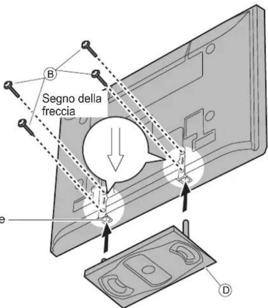 B Segno della freccia e D