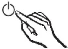 Hand holding a power button icon (no text or symbols)