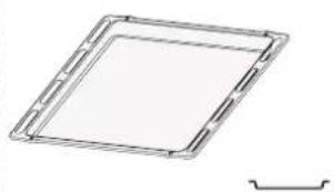 Pure geometric diagram of a square frame with a small curved line on the right side (no text or symbols)