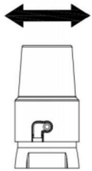 Simple line drawing of a device with a double-headed arrow above it, no text or symbols present.