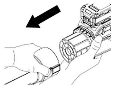 Illustration of hands using a flashlight to adjust a device (no text or symbols visible)