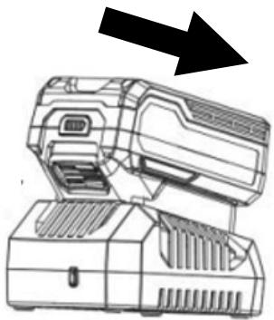 Line drawing of a portable electronic device with ventilation grilles and a top-mounted unit, no text or symbols present.