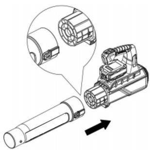 Technical illustration of a flashlight assembly with magnified detail view (no text or symbols)