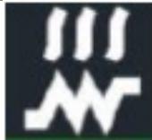 Black and white stylized logo or symbol with three vertical lines and a wavy 'W' on the right.