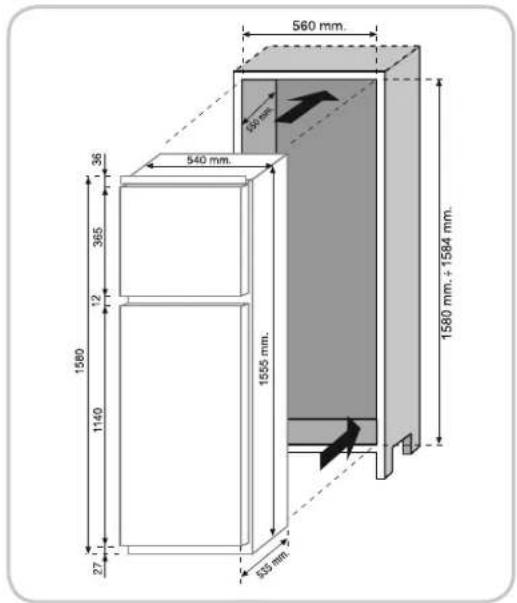 560 mm 540 mm 36 365 12 1580 1140 27 555 mm. 535 mm. 1580 mm. + 1584 mm.