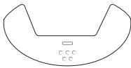 Simple line drawing of a curved object with three small circular indentations below (no text or symbols)