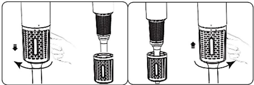 Three-step illustration of a pipette dispensing liquid into a container, showing mechanical steps (no text or symbols)
