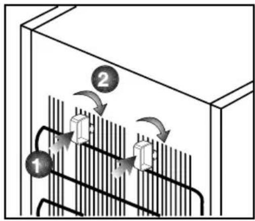 Diagram showing fluid flow through a container with labeled components and directional arrows indicating flow direction.