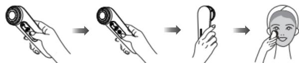 Illustration showing a sequence of hand positioning and eye contact technique steps